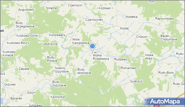 mapa Wólka Rydzewska, Wólka Rydzewska na mapie Targeo